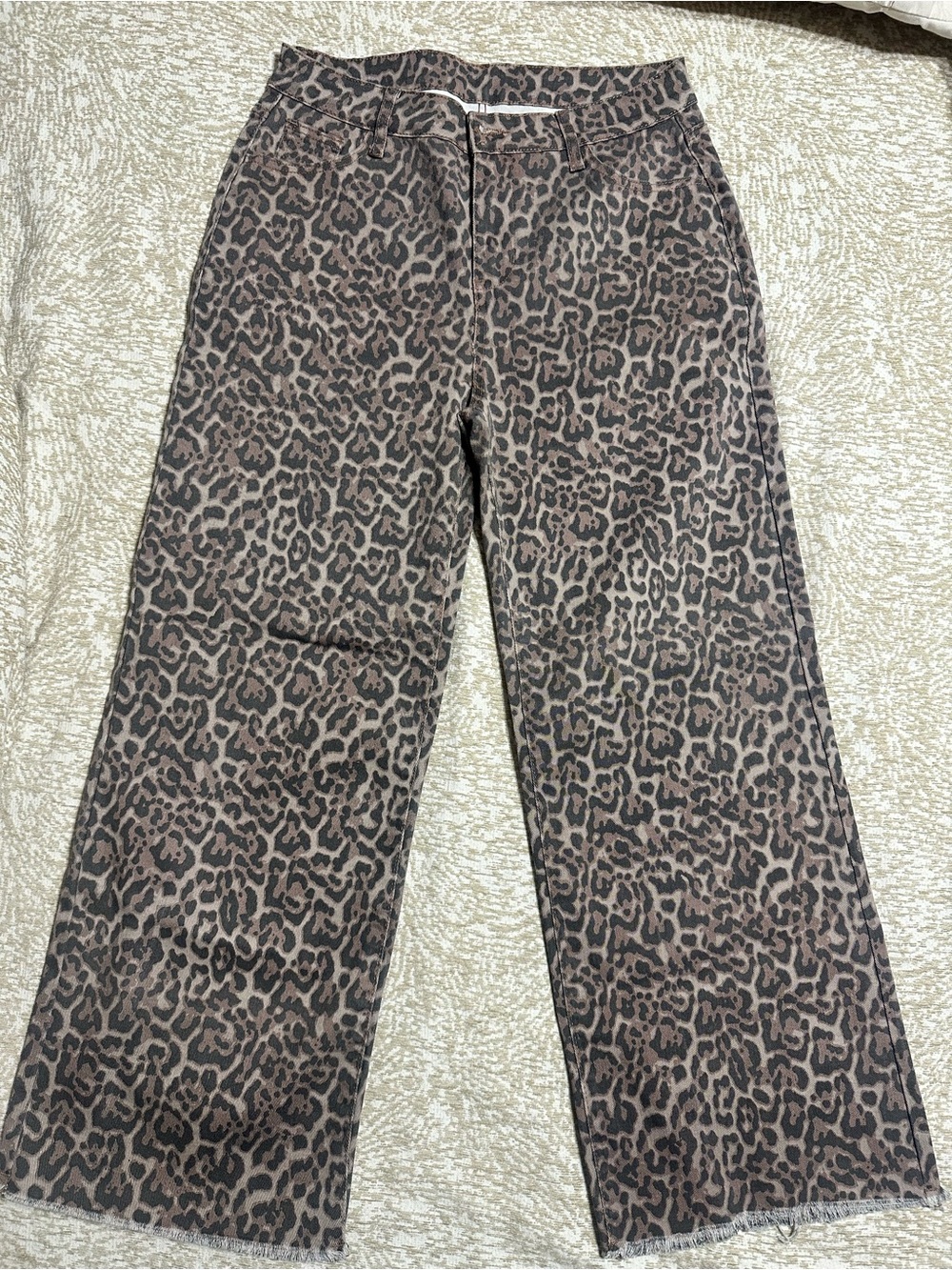 Leopard Print Wide-Leg Pants - Brown
